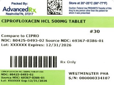 Ciprofloxacin HCl 500mg #30 (Ciprofloxacin HCl 80425 0493 02)
